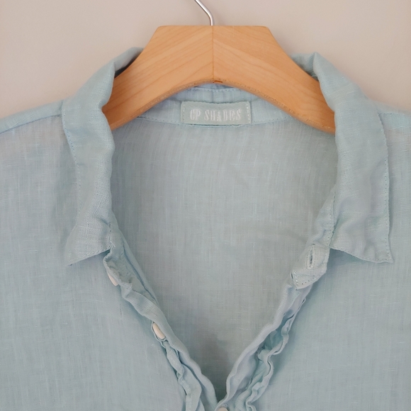 CP Shades Linen Ruffle Shirt Long Sleeve Size Medium - Picture 9 of 15